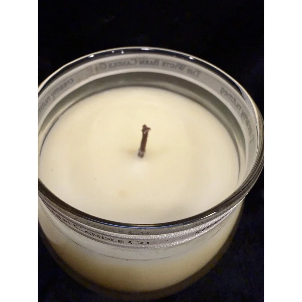 White Barn Candle Co. Creamy Nutmeg Frosted Lid Jar Candle Vintage Discontinued